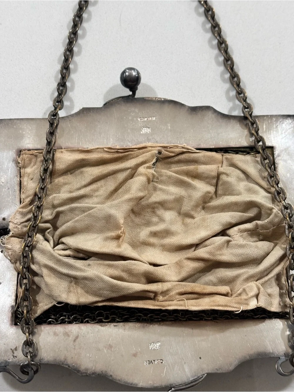 😍Antique Vintage Circa 1900 German Nickel Silver Evening Clutch HandBag